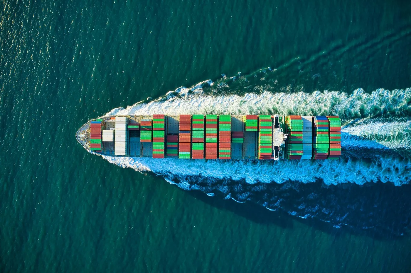 Aerial tracking of a cargo ship at sea